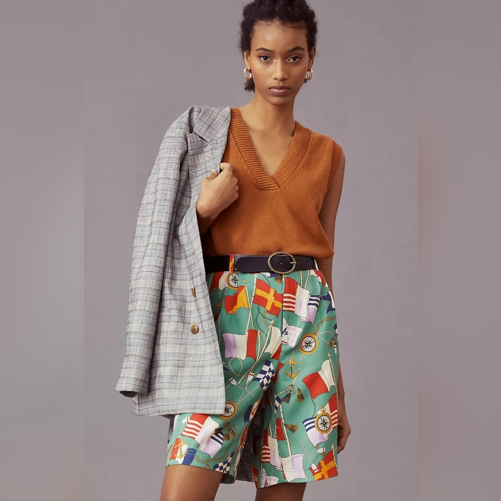Maeve Anthropologie Nautical Yacht Dress Up Bermuda Shorts In 12 NWOT